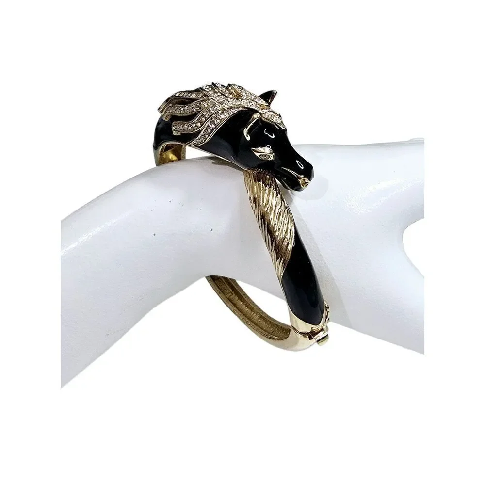 Panetta Rare Swarovski Rhinestone Horse head and Enamel Vintage Costume Bracelet - Picture 5 of 16